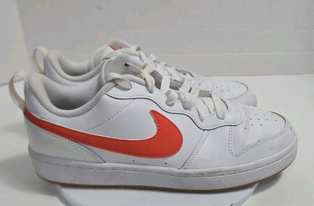 Nike Court Borough White Orange Lace Up Low Top - 5.5Y (BQ5448-114)